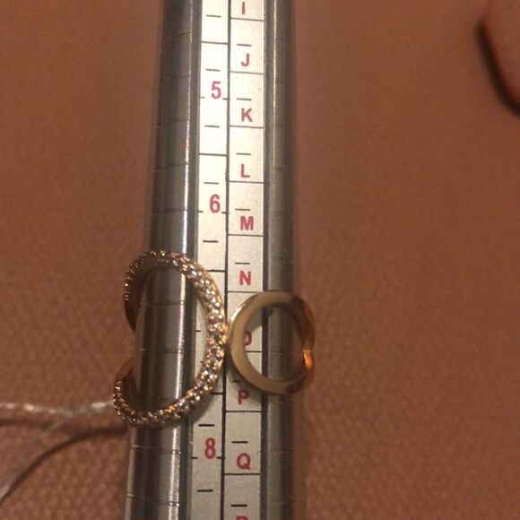 ZIRCONIA ELLIPSES RING + ROSÉ GOLD PLATED size 7 - Picture 5 of 9